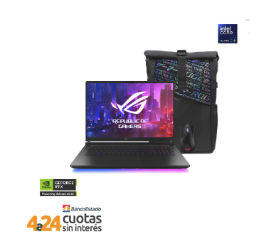 Notebook Gamer AI PC ROG Strix SCAR 18 Intel Core Ultra 9 275HX NVIDIA GeForce RTX 5090 24GB 18" 2.5K 240Hz 64GB 2TB SSD Windows 11 Negro G835LX-SA135W Mochila + Mouse