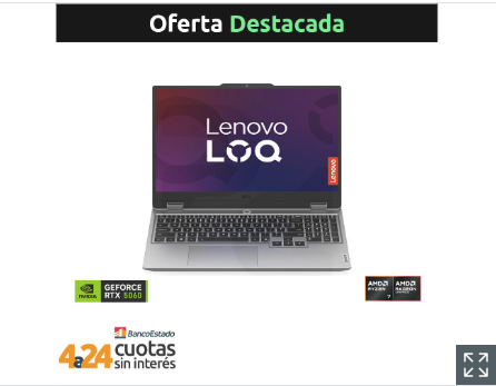 Notebook Gamer AI PC LOQ Gen 10 AMD Ryzen 7 250 NVIDIA GeForce RTX 5060 8GB 15.6" FHD 144Hz 16GB RAM 512GB Windows 11 Home Luna Grey 83JG0019CL