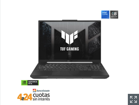 Notebook Gamer ASUS TUF Gaming F16 Intel Core 5 -210H NVIDIA GeForce RTX 3050 6GB 16" FHD 144Hz 8GB RAM 512GB Windows 11 Home Gris FX607VJ-RL028W